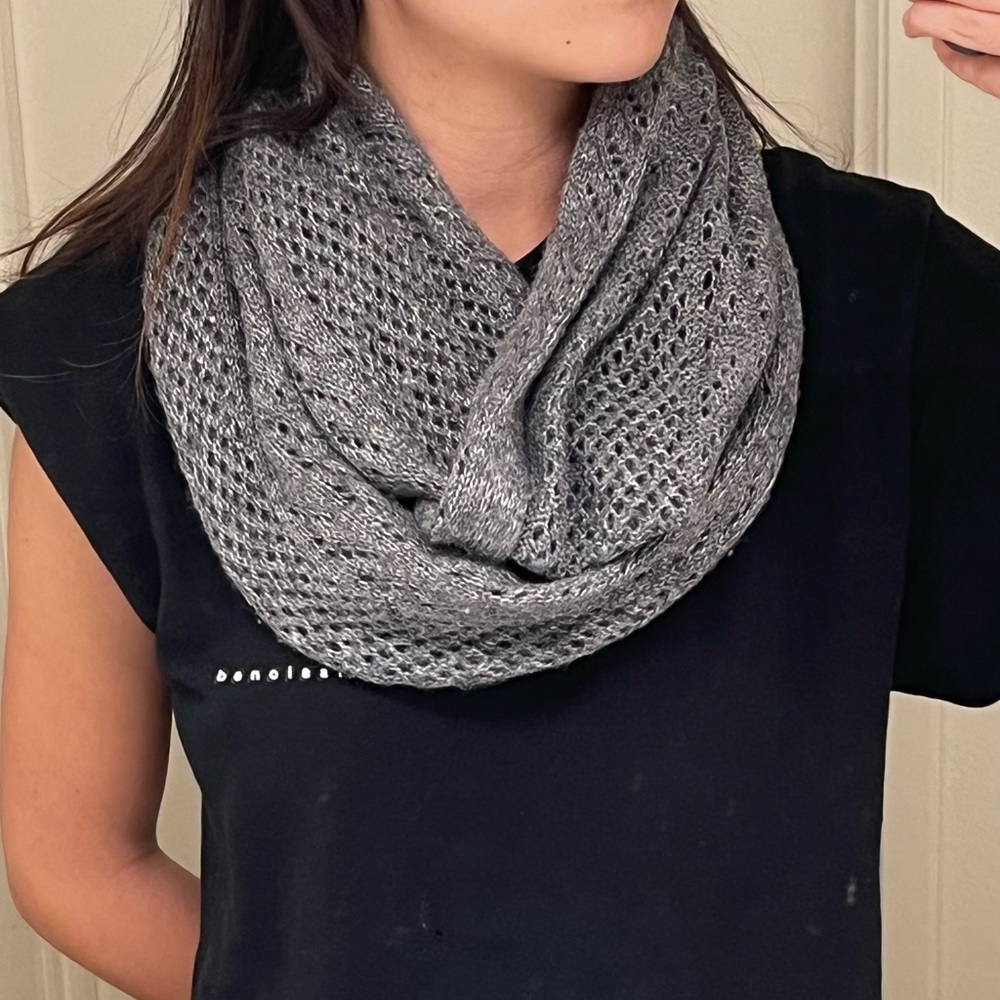 Gray Knit Infinity Scarf